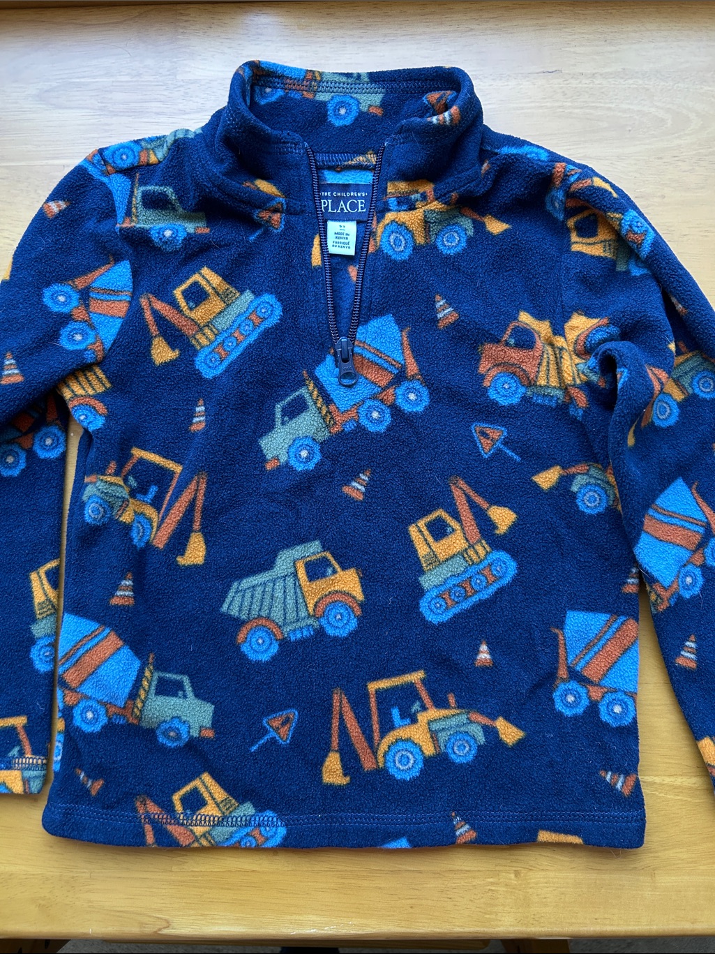 The Children's Place Navy Fleece Pullover With Construction Truck Print
